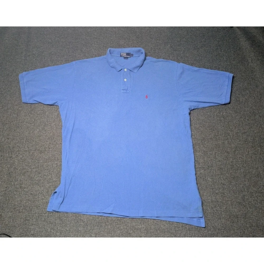 Vintage Polo Ralph Lauren Polo Shirt Mens XXL Blue Collared Classic Fit Red Pony
